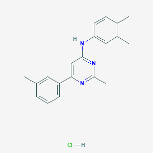 N-(3,4-dimethylphenyl)-2-methyl-6-(3-methylphenyl)pyrimidin-4-amine;hydrochloride