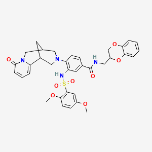 molecular formula C35H36N4O8S B1651015 N-(2,3-dihydro-1,4-benzodioxin-2-ylmethyl)-3-{[(2,5-dimethoxyphenyl)sulfonyl]amino}-4-(8-oxo-1,5,6,8-tetrahydro-2H-1,5-methanopyrido[1,2-a][1,5]diazocin-3(4H)-yl)benzamide CAS No. 1217660-09-7