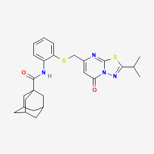 molecular formula C26H30N4O2S2 B1651023 N-(2-{[(2-isopropyl-5-oxo-5H-[1,3,4]thiadiazolo[3,2-a]pyrimidin-7-yl)methyl]thio}phenyl)adamantane-1-carboxamide CAS No. 1217744-30-3