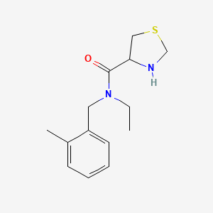 molecular formula C14H20N2OS B1651033 N-ethyl-N-[(2-methylphenyl)methyl]-1,3-thiazolidine-4-carboxamide CAS No. 1218278-63-7