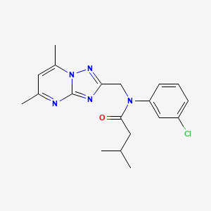 molecular formula C19H22ClN5O B1651041 N-(3-chlorophenyl)-N-[(5,7-dimethyl[1,2,4]triazolo[1,5-a]pyrimidin-2-yl)methyl]-3-methylbutanamide CAS No. 1219184-92-5