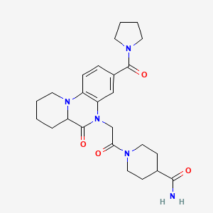 molecular formula C25H33N5O4 B1651043 1-{[6-oxo-3-(pyrrolidin-1-ylcarbonyl)-6,6a,7,8,9,10-hexahydro-5H-pyrido[1,2-a]quinoxalin-5-yl]acetyl}piperidine-4-carboxamide CAS No. 1219271-01-8