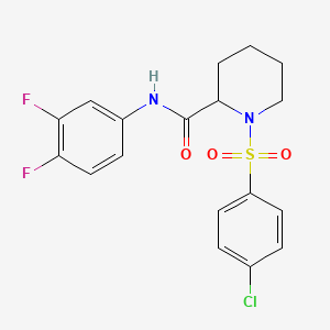 molecular formula C18H17ClF2N2O3S B1651060 1-[(4-chlorophenyl)sulfonyl]-N-(3,4-difluorophenyl)piperidine-2-carboxamide CAS No. 1219422-06-6