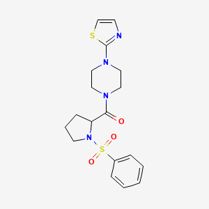 1-[1-(Benzenesulfonyl)pyrrolidine-2-carbonyl]-4-(1,3-thiazol-2-yl)piperazine