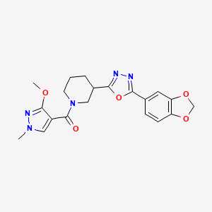 (3-(5-(benzo[d][1,3]dioxol-5-yl)-1,3,4-oxadiazol-2-yl)piperidin-1-yl)(3-methoxy-1-methyl-1H-pyrazol-4-yl)methanone