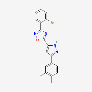 3-(2-bromophenyl)-5-[3-(3,4-dimethylphenyl)-1H-pyrazol-5-yl]-1,2,4-oxadiazole