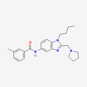 molecular formula C24H30N4O B1651193 N-[1-butyl-2-(pyrrolidin-1-ylmethyl)-1H-benzimidazol-5-yl]-3-methylbenzamide CAS No. 1242870-46-7