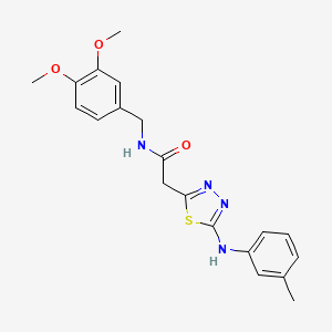 molecular formula C20H22N4O3S B1651198 N-[(3,4-dimethoxyphenyl)methyl]-2-[5-(3-methylanilino)-1,3,4-thiadiazol-2-yl]acetamide CAS No. 1242881-38-4