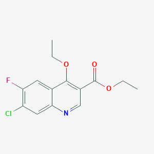 molecular formula C14H13ClFNO3 B1651281 ethyl 7-chloro-4-ethoxy-6-fluoroquinoline-3-carboxylate CAS No. 125292-94-6
