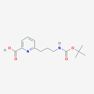 molecular formula C14H20N2O4 B1651356 6-[3-[(2-Methylpropan-2-yl)oxycarbonylamino]propyl]pyridine-2-carboxylic acid CAS No. 1260675-67-9