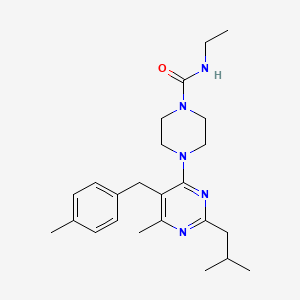 molecular formula C24H35N5O B1651448 N~1~-ethyl-4-[2-isobutyl-6-methyl-5-(4-methylbenzyl)-4-pyrimidinyl]tetrahydro-1(2H)-pyrazinecarboxamide CAS No. 1263166-98-8