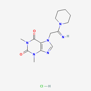 Piperidine, 1-(1-imino-2-(1,2,3,6-tetrahydro-1,3-dimethyl-2,6-dioxo-7H-purin-7-yl)ethyl)-, hydrochloride, hydrate (1:1:1)