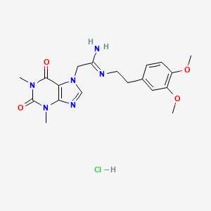 7H-Purine-7-ethanimidamide, 1,2,3,6-tetrahydro-N-(2-(3,4-dimethoxyphenyl)ethyl)-1,3-dimethyl-2,6-dioxo-, monohydrochloride
