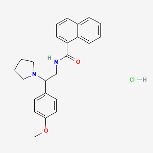 molecular formula C24H27ClN2O2 B1651465 N-[2-(4-Methoxyphenyl)-2-pyrrolidin-1-ylethyl]naphthalene-1-carboxamide;hydrochloride CAS No. 1266694-03-4