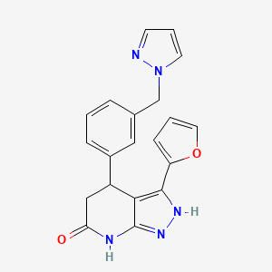 3-(Furan-2-yl)-4-[3-(pyrazol-1-ylmethyl)phenyl]-2,4,5,7-tetrahydropyrazolo[3,4-b]pyridin-6-one