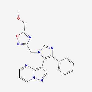 5-(Methoxymethyl)-3-[(4-phenyl-5-pyrazolo[1,5-a]pyrimidin-3-ylimidazol-1-yl)methyl]-1,2,4-oxadiazole