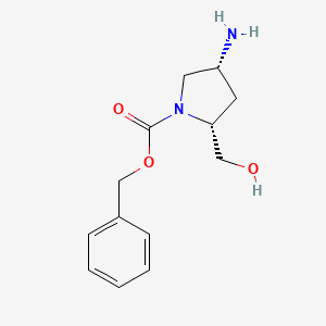 molecular formula C13H18N2O3 B1651548 Benzyl (2R,4R)-4-amino-2-(hydroxymethyl)pyrrolidine-1-carboxylate CAS No. 1279200-04-2