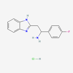 molecular formula C15H15ClFN3 B1651554 2-(1H-benzo[d]imidazol-2-yl)-1-(4-fluorophenyl)ethanamine hydrochloride CAS No. 1279219-44-1