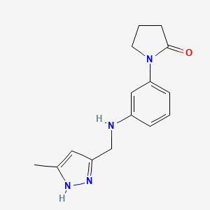 molecular formula C15H18N4O B1651565 1-[3-[(5-methyl-1H-pyrazol-3-yl)methylamino]phenyl]pyrrolidin-2-one CAS No. 1285368-00-4