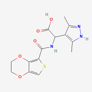 molecular formula C14H15N3O5S B1651566 [(2,3-dihydrothieno[3,4-b][1,4]dioxin-5-ylcarbonyl)amino](3,5-dimethyl-1H-pyrazol-4-yl)acetic acid CAS No. 1285369-37-0