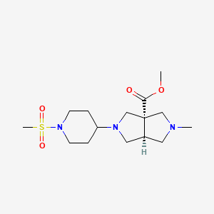 molecular formula C15H27N3O4S B1651586 methyl (3aS,6aS)-2-methyl-5-(1-methylsulfonylpiperidin-4-yl)-3,4,6,6a-tetrahydro-1H-pyrrolo[3,4-c]pyrrole-3a-carboxylate CAS No. 1292904-75-6