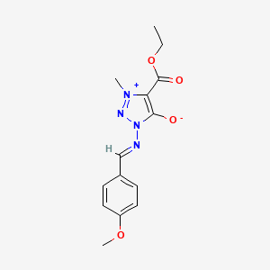 molecular formula C14H16N4O4 B1651596 4-(ethoxycarbonyl)-1-{[(E)-(4-methoxyphenyl)methylidene]amino}-3-methyl-1H-1,2,3-triazol-3-ium-5-olate CAS No. 1301732-93-3