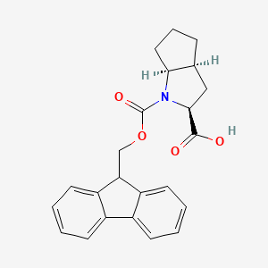 molecular formula C23H23NO4 B1651599 (2S,3aS,6aS)-1-(((9H-fluoren-9-yl)methoxy)carbonyl) octahydrocyclopenta[b]pyrrole-2-carboxylic acid CAS No. 130309-34-1