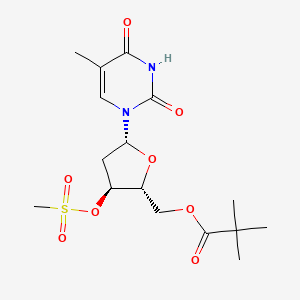 molecular formula C16H24N2O8S B1651605 [(2R,3S,5R)-5-(5-methyl-2,4-dioxopyrimidin-1-yl)-3-methylsulfonyloxyoxolan-2-yl]methyl 2,2-dimethylpropanoate CAS No. 130446-04-7
