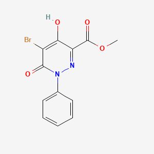 molecular formula C12H9BrN2O4 B1651638 Methyl 5-bromo-4-hydroxy-6-oxo-1-phenyl-1,6-dihydropyridazine-3-carboxylate CAS No. 131140-57-3