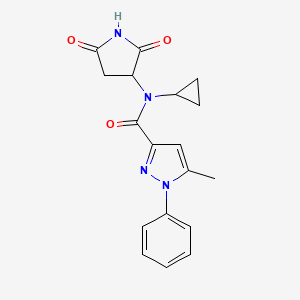 molecular formula C18H18N4O3 B1651639 N-cyclopropyl-N-(2,5-dioxopyrrolidin-3-yl)-5-methyl-1-phenyl-1H-pyrazole-3-carboxamide CAS No. 1311416-80-4