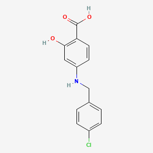 molecular formula C14H12ClNO3 B1651665 4-{[(4-Chlorophenyl)methyl]amino}-2-hydroxybenzoic acid CAS No. 13159-79-0