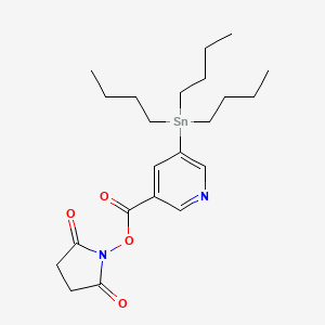 B1651672 2,5-Pyrrolidinedione, 1-[[[5-(tributylstannyl)-3-pyridinyl]carbonyl]oxy]- CAS No. 131865-59-3
