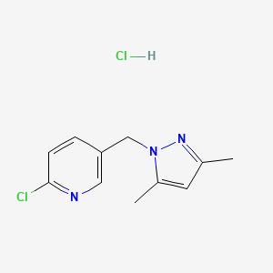 molecular formula C11H13Cl2N3 B1651717 2-Chloro-5-[(3,5-dimethyl-1H-pyrazol-1-YL)methyl]-pyridine hydrochloride CAS No. 1332529-44-8