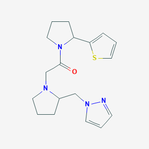molecular formula C18H24N4OS B1651738 2-{2-[(1H-pyrazol-1-yl)methyl]pyrrolidin-1-yl}-1-[2-(thiophen-2-yl)pyrrolidin-1-yl]ethan-1-one CAS No. 1333823-87-2