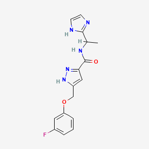 B1651760 5-[(3-fluorophenoxy)methyl]-N-[1-(1H-imidazol-2-yl)ethyl]-1H-pyrazole-3-carboxamide CAS No. 1336893-36-7