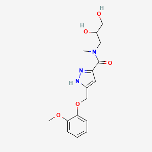 molecular formula C16H21N3O5 B1651765 N-(2,3-dihydroxypropyl)-5-[(2-methoxyphenoxy)methyl]-N-methyl-1H-pyrazole-3-carboxamide CAS No. 1338002-18-8