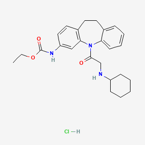molecular formula C25H32ClN3O3 B1651777 ethyl N-[11-[2-(cyclohexylamino)acetyl]-5,6-dihydrobenzo[b][1]benzazepin-2-yl]carbamate;hydrochloride CAS No. 134068-39-6