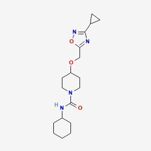 molecular formula C18H28N4O3 B1651786 N-cyclohexyl-4-[(3-cyclopropyl-1,2,4-oxadiazol-5-yl)methoxy]tetrahydro-1(2H)-pyridinecarboxamide CAS No. 1340851-97-9
