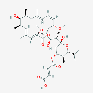 molecular formula C39H60O12 B016519 (E)-4-[2-hydroxy-2-[3-hydroxy-4-[(4E,6E,12E,14Z)-10-hydroxy-3,15-dimethoxy-7,9,11,13-tetramethyl-16-oxo-1-oxacyclohexadeca-4,6,12,14-tetraen-2-yl]pentan-2-yl]-5-methyl-6-propan-2-yloxan-4-yl]oxy-4-oxobut-2-enoic acid CAS No. 88979-61-7