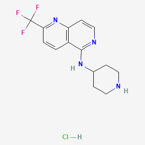 molecular formula C14H16ClF3N4 B1651900 N-Piperidin-4-yl-2-(trifluoromethyl)-1,6-naphthyridin-5-amine;hydrochloride CAS No. 1356114-65-2