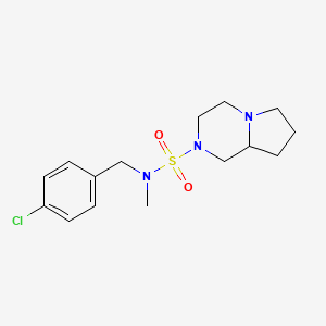 molecular formula C15H22ClN3O2S B1651994 N-[(4-chlorophenyl)methyl]-N-methyl-octahydropyrrolo[1,2-a]piperazine-2-sulfonamide CAS No. 1376008-09-1