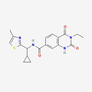 molecular formula C19H20N4O3S B1652013 N-[cyclopropyl(4-methyl-1,3-thiazol-2-yl)methyl]-3-ethyl-2,4-dioxo-1,2,3,4-tetrahydroquinazoline-7-carboxamide CAS No. 1376269-89-4