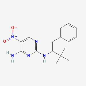 molecular formula C16H21N5O2 B1652025 N2-(3,3-dimethyl-1-phenylbutan-2-yl)-5-nitropyrimidine-2,4-diamine CAS No. 1376340-67-8