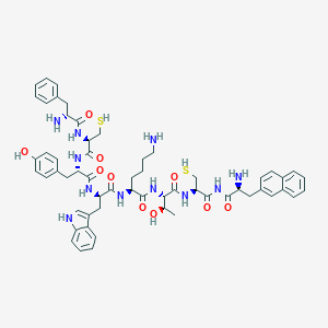 molecular formula C58H71N11O10S2 B165216 Phenylalanyl-cysteinyl-tyrosyl-tryptophyl-lysyl-threonyl-cysteinyl-N-naphthylalanine amide CAS No. 138248-87-0