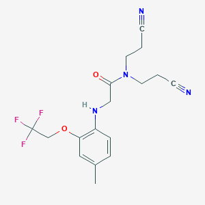 molecular formula C17H19F3N4O2 B1652166 N,N-bis(2-cyanoethyl)-2-{[4-methyl-2-(2,2,2-trifluoroethoxy)phenyl]amino}acetamide CAS No. 1394768-26-3