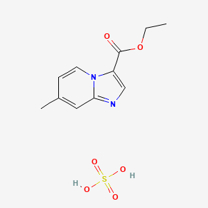 molecular formula C11H14N2O6S B1652186 Ethyl 7-methylimidazo[1,2-a]pyridine-3-carboxylate;sulfuric acid CAS No. 1397228-37-3