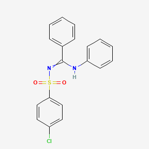 molecular formula C19H15ClN2O2S B1652219 N'-(4-Chlorobenzene-1-sulfonyl)-N-phenylbenzenecarboximidamide CAS No. 14067-89-1