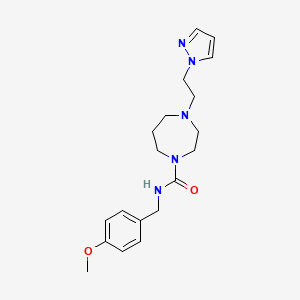 molecular formula C19H27N5O2 B1652276 N-[(4-Methoxyphenyl)methyl]-4-(2-pyrazol-1-ylethyl)-1,4-diazepane-1-carboxamide CAS No. 1421659-53-1