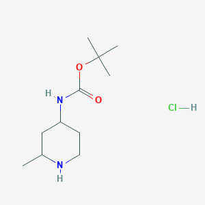 molecular formula C11H23ClN2O2 B1652295 tert-butyl N-(2-methylpiperidin-4-yl)carbamate hydrochloride CAS No. 1423025-96-0
