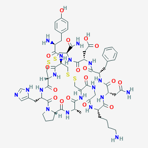 molecular formula C60H82N18O17S4 B165235 H-Tyr-Cys(1)-Cys(2)-His-Pro-Ala-Cys(1)-Gly-Lys-Asn-Phe-Asp-Cys(2)-NH2 CAS No. 135190-31-7